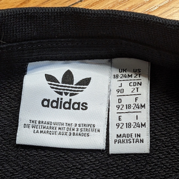 Adidas Kids Sweater 2T black child long sleeve outdoor boys girls unisex crew - Picture 5 of 12